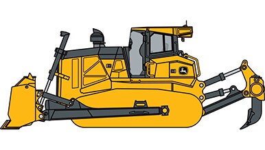 Line art of a John Deere Dozer