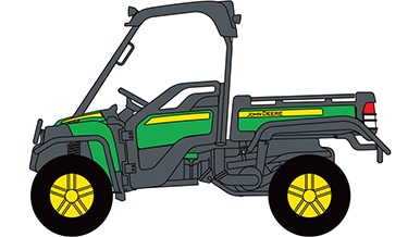 Line art of a John Deere Gator