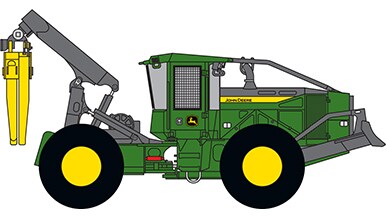 Line art of a John Deere Skidder