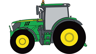 Line art of a John Deere Wheeled Tractor