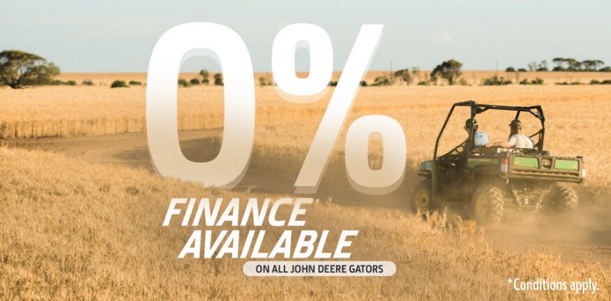 text saying 0% Financing available on all John Deere gators