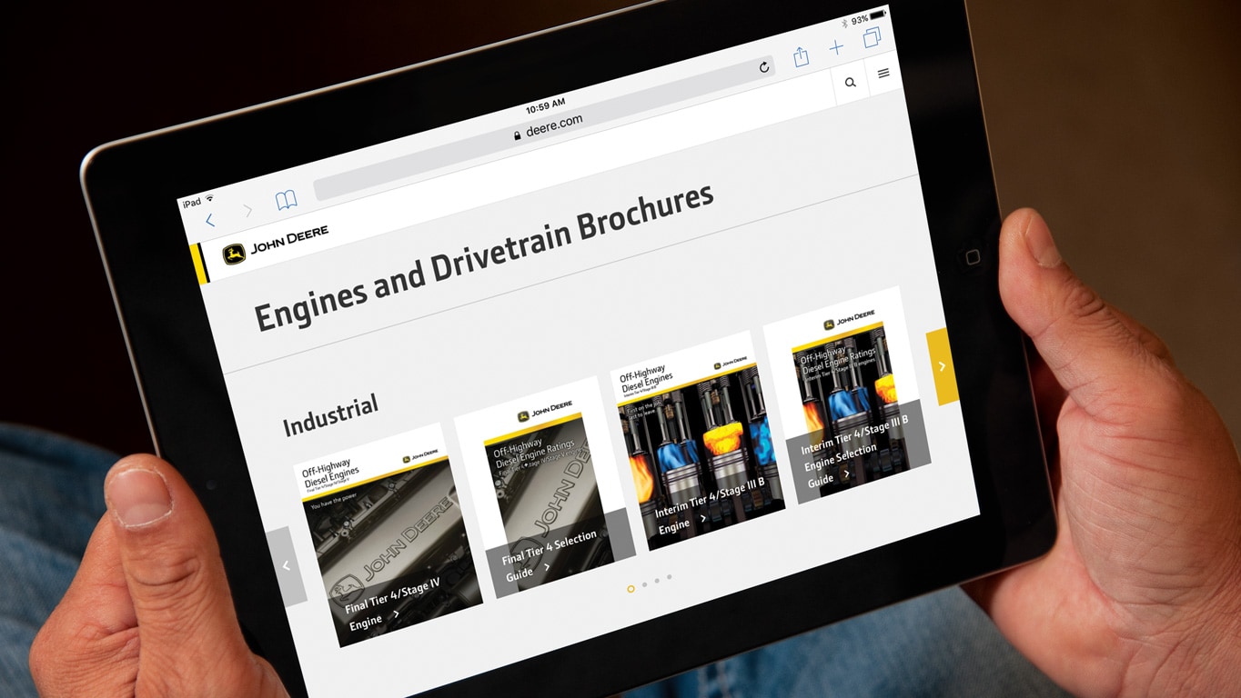 Engine brochures showing on digital device