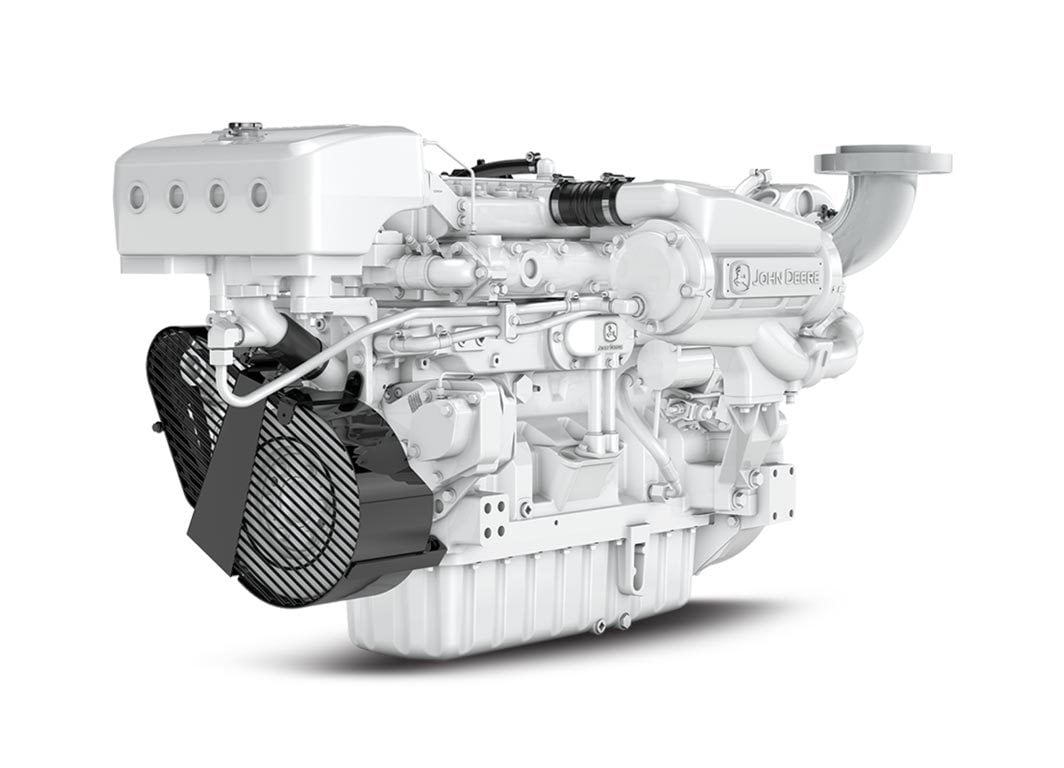 Left-front view of marine generator engine 6090AFM85 studio rendering.