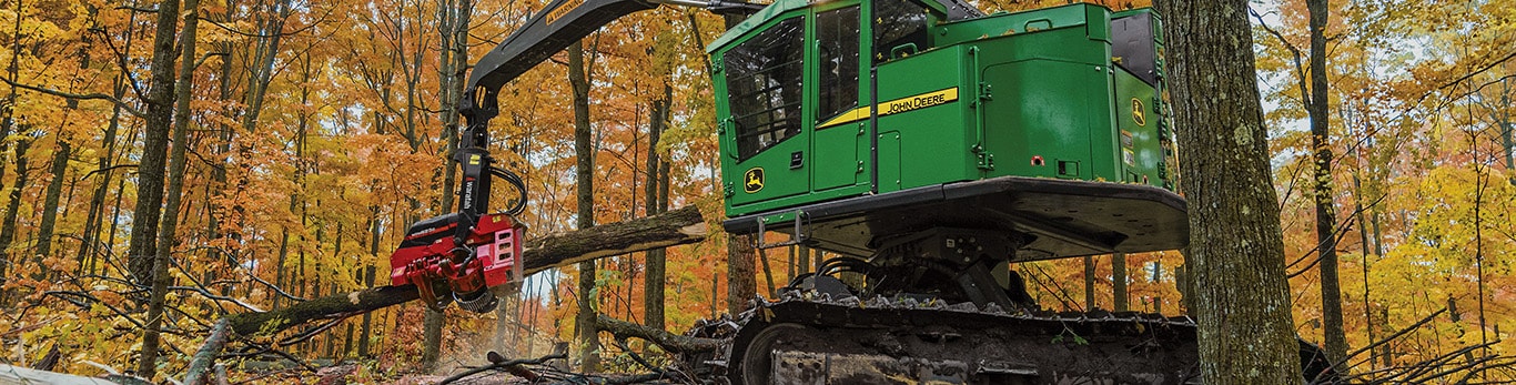 859MH Tracked Harvester with HTH623C Harvesting Head working in the forest