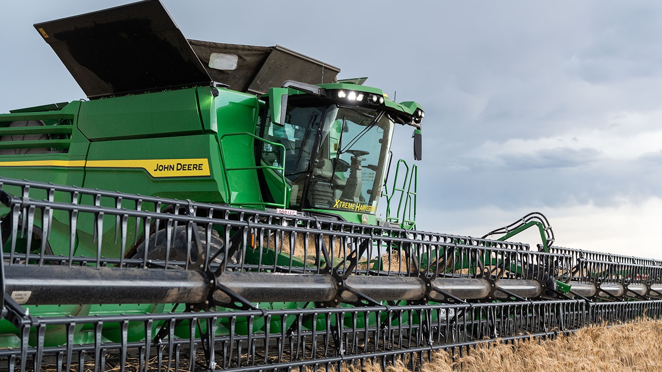 X9 combine harvesting a field