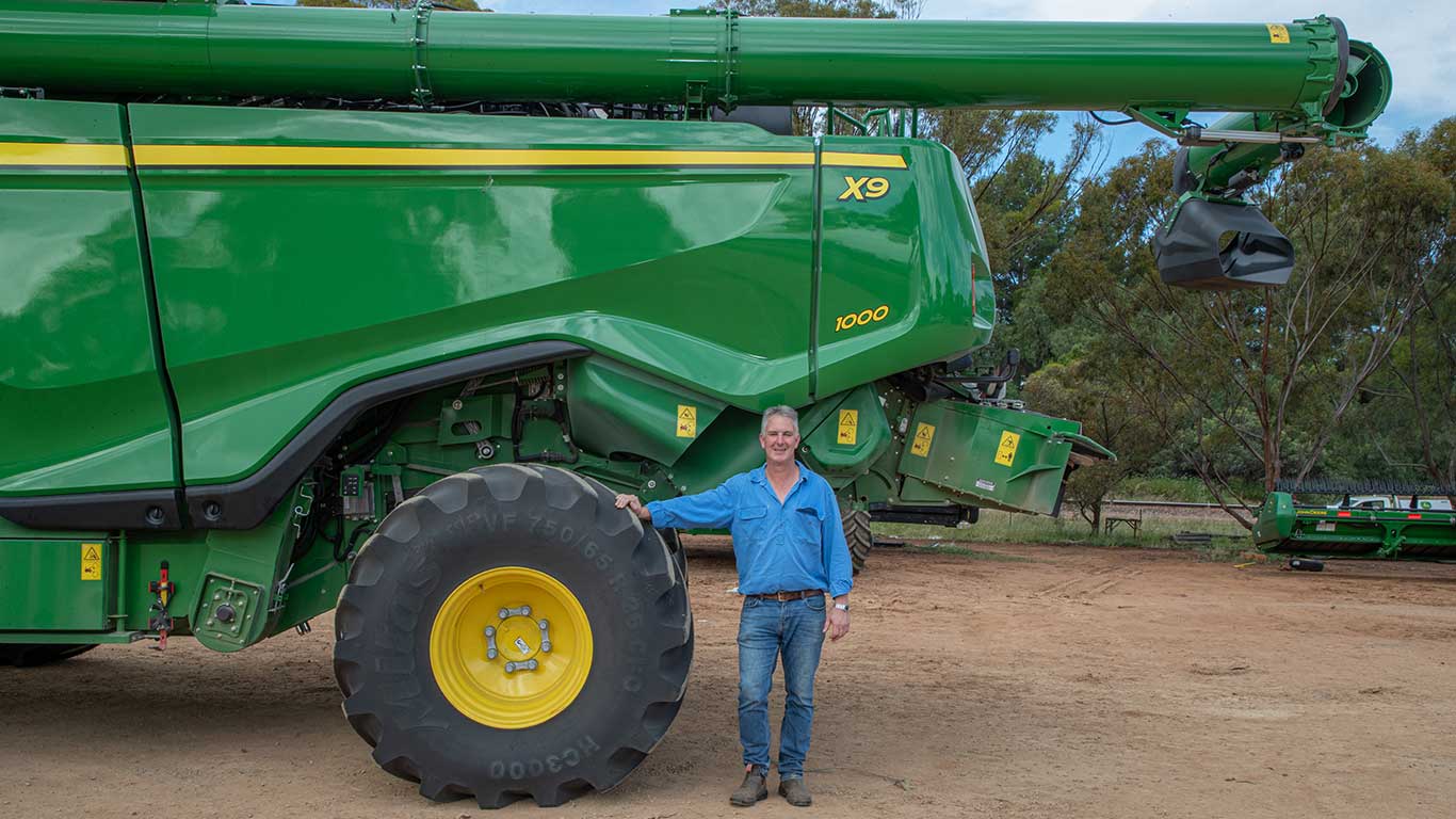David Hosking, farmer in Crystal Brook, SA with his new X9 1000 Combine Harvester