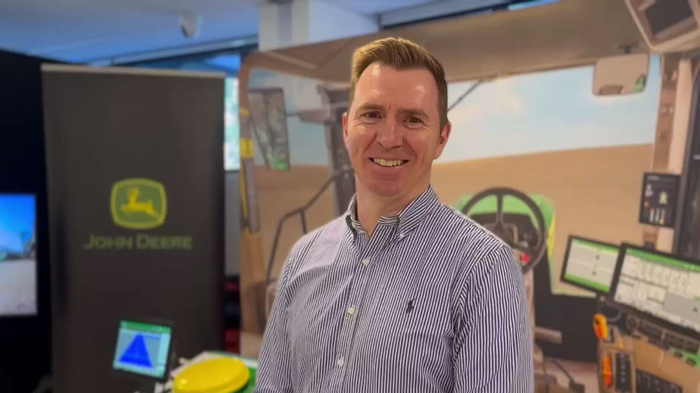 Ben Kelly, John&nbsp;Deere Production System Manager on the exhibition stand