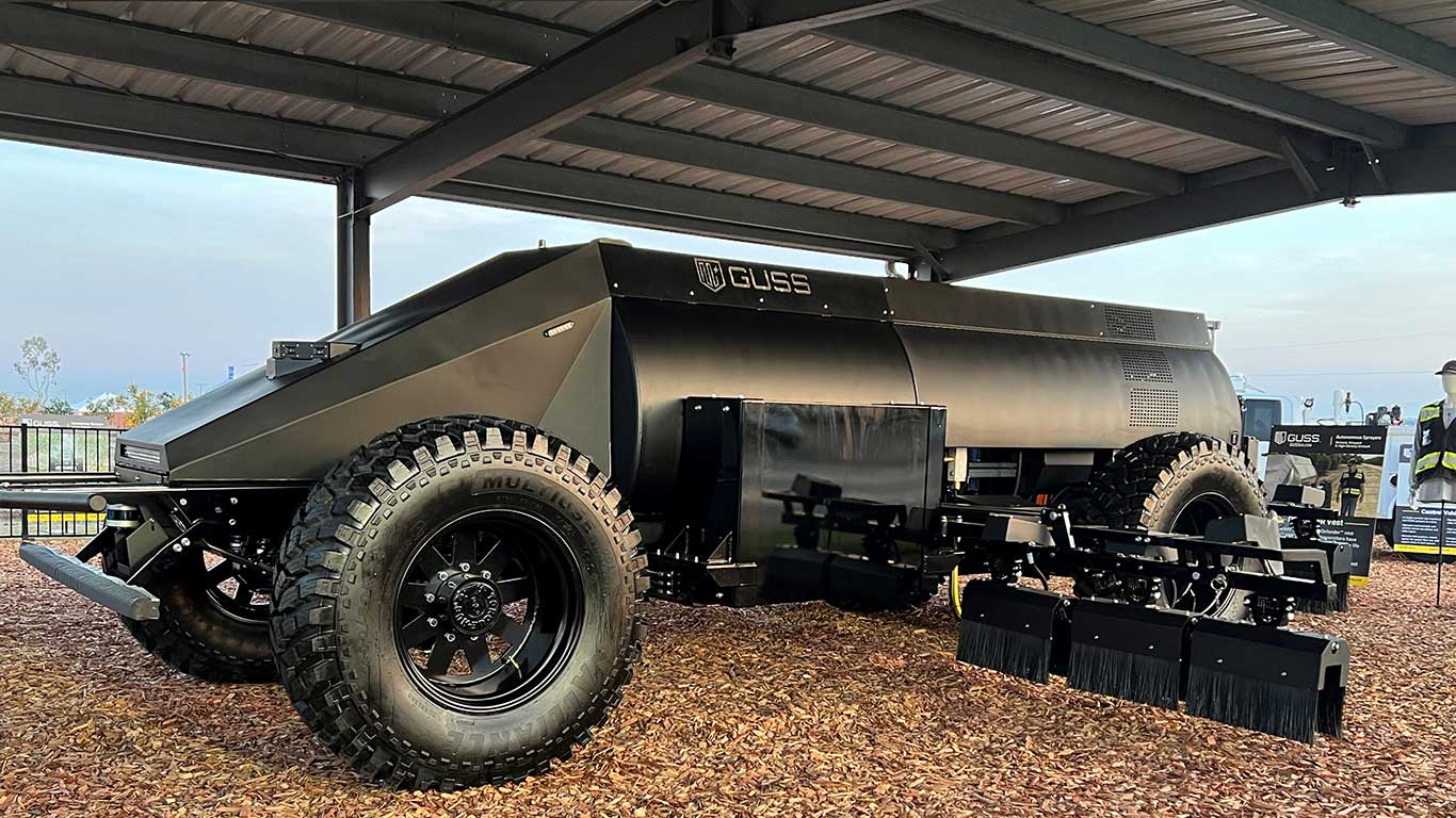 GUSS vehicle under a tin roof