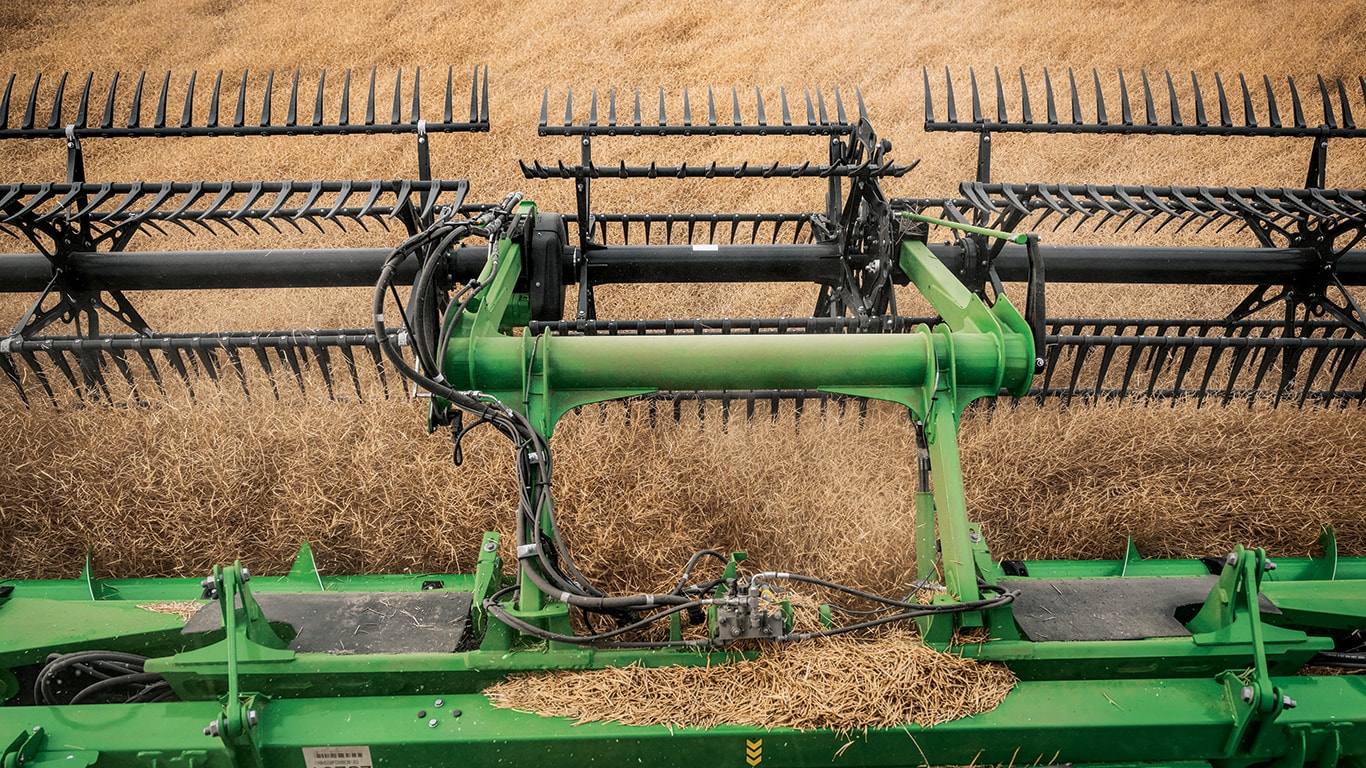 Front of John Dere combine harvester