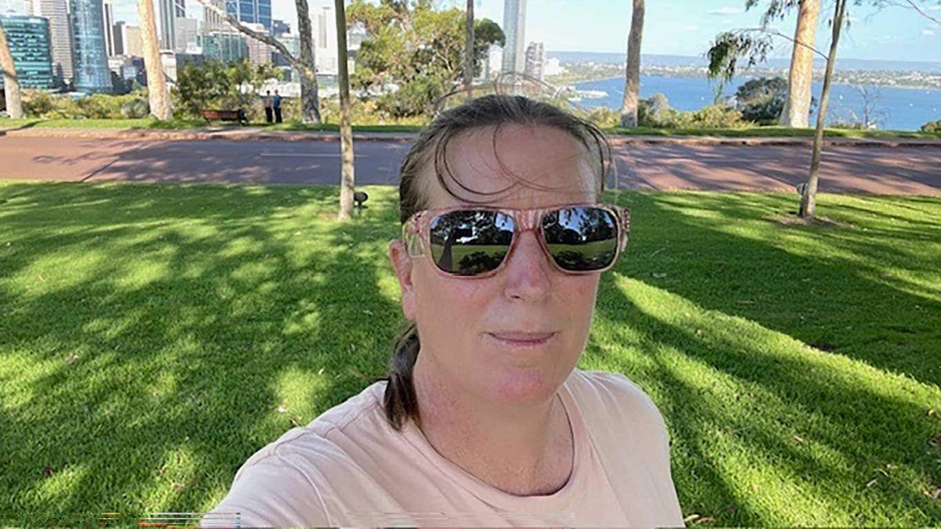Vicki Liddington smiling at camera with park in background 