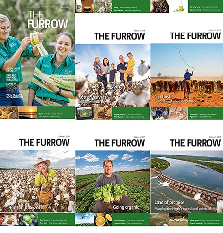 a collage of The Furrow magazine covers