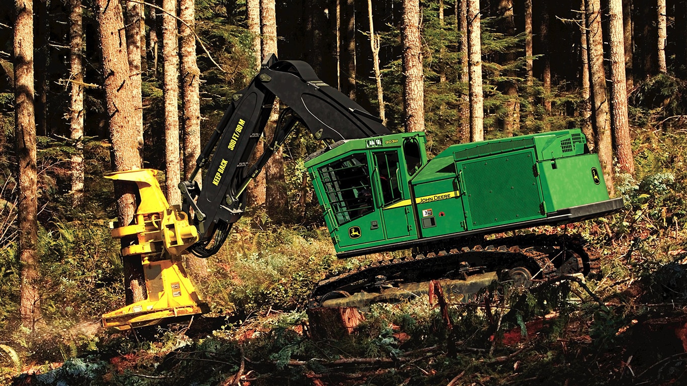 903M Tracked Feller Buncher working in the Forest