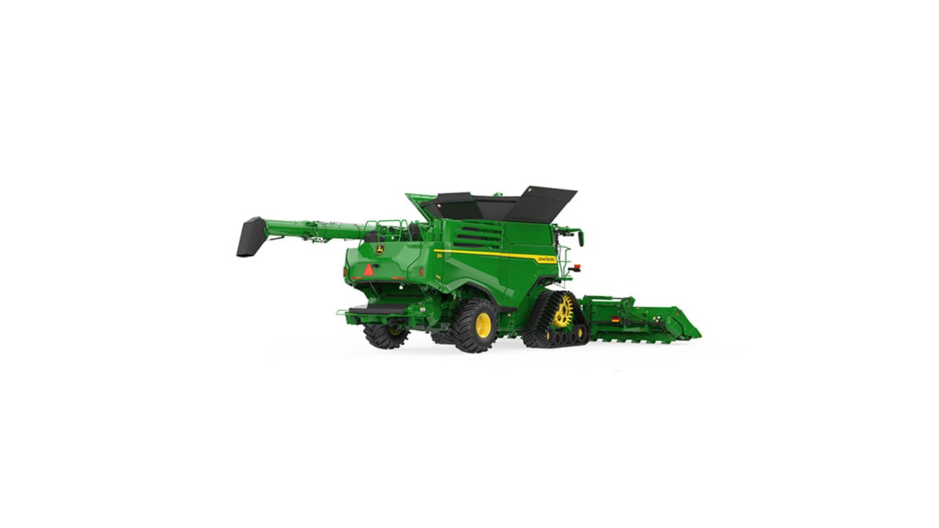 Rear left-view of x9 1100 combine on a white background