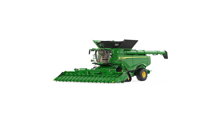 Front right-view of x9 1100 combine on a white background