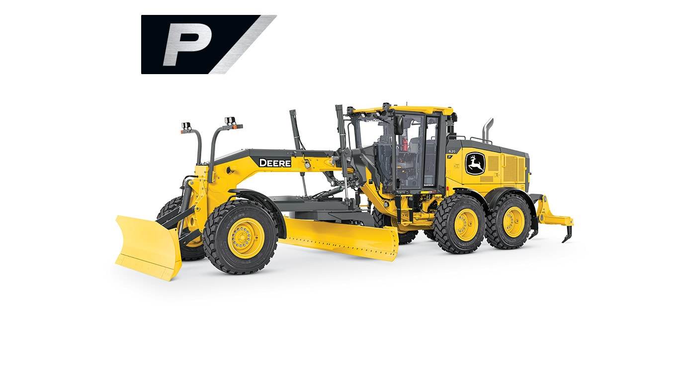 Studio image of 620 P-Tier motor grader on white background