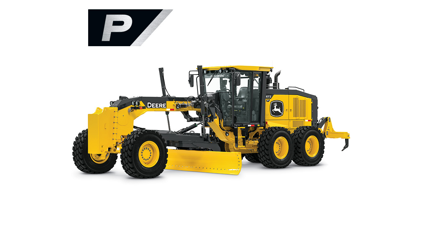 672 P-Tier Motor Grader on a white background