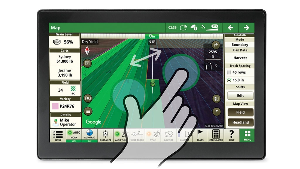 G5 display depicting gesture functionality.