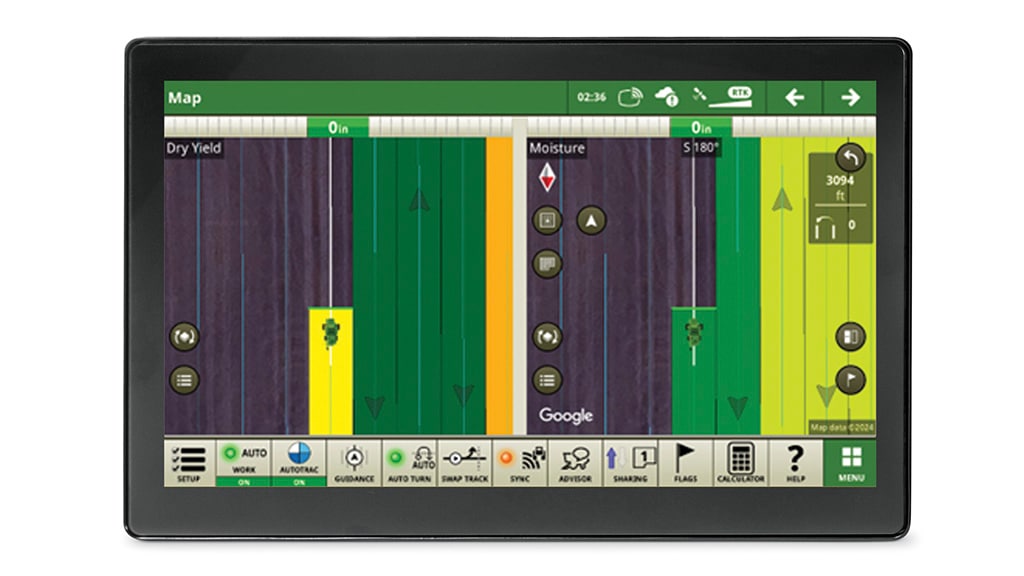 G5 display depicting split screen map.