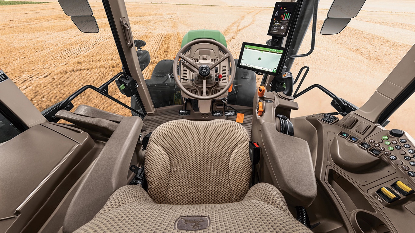 interior view of tractor cabin