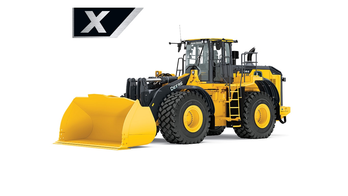 844 X-Tier wheel loader on white background