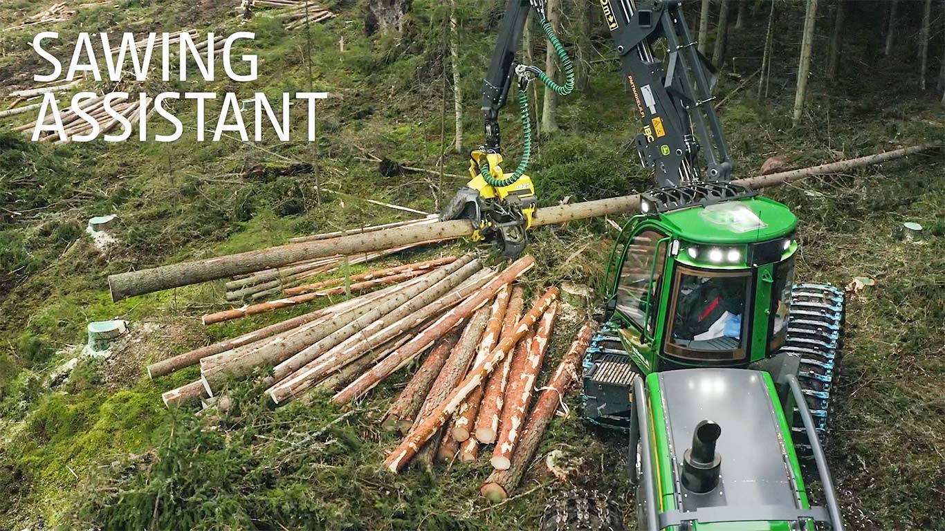 Wheeled harvester working in a forest