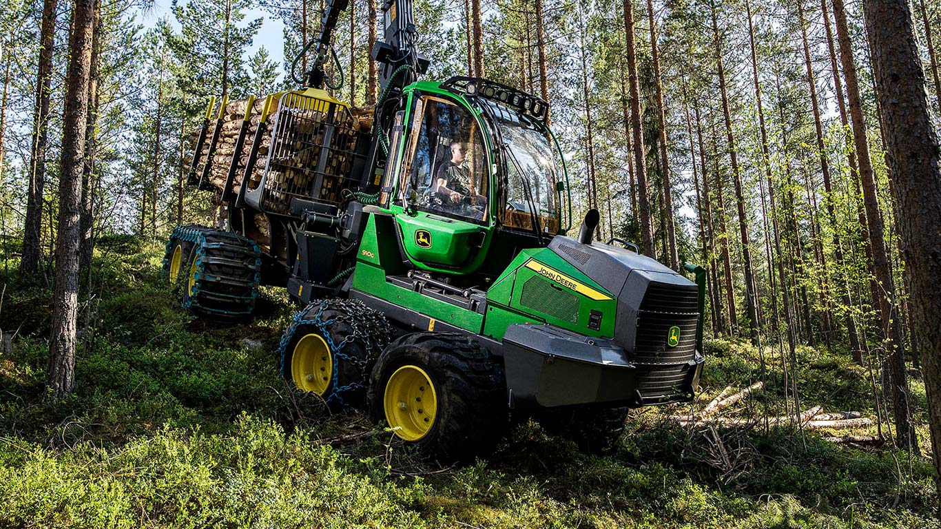 John Deere 910G in the woods