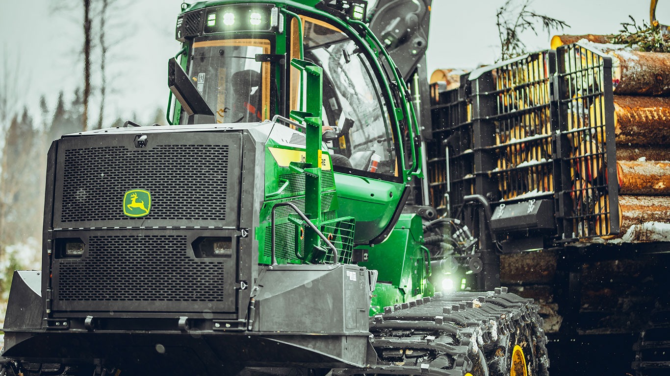 John Deere forwarder in the forest