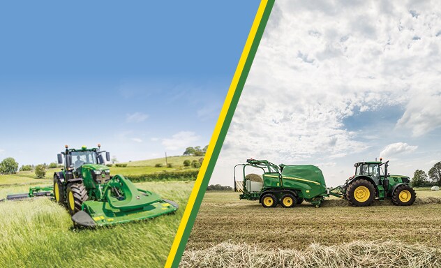 John Deere mower conditioners and baling.
