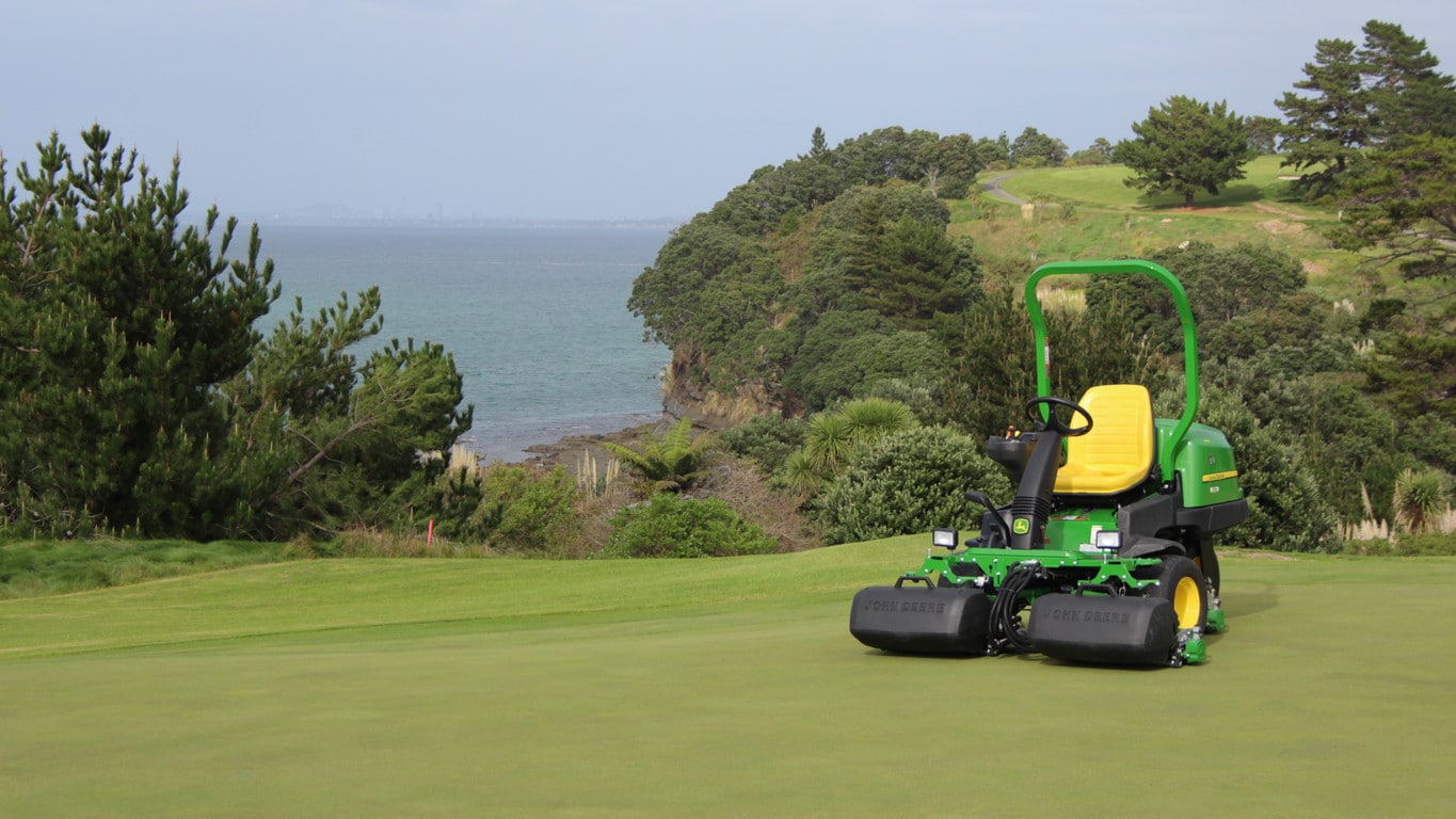 Mower on golf course