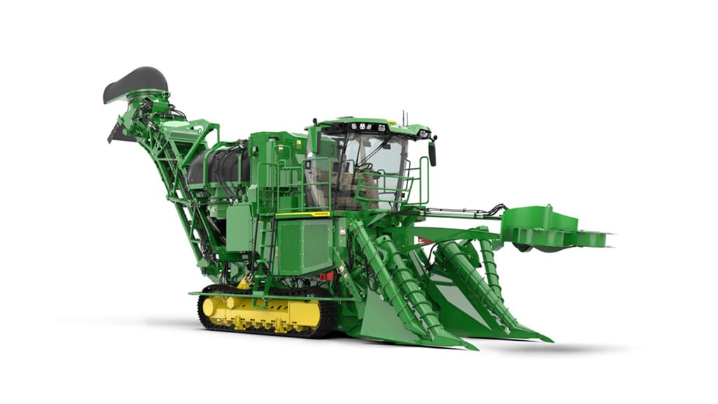 A studio photo of a CH770 Sugar Cane Harvester on a white, seamless setting.