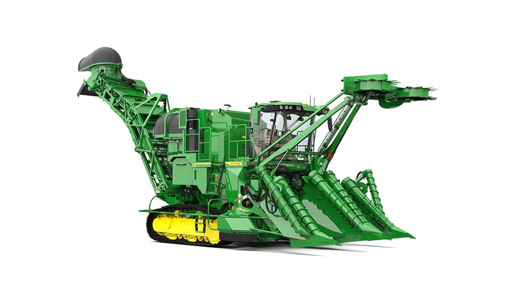 A studio photo of a CH960 Sugar Cane Harvester on a white, seamless setting.
