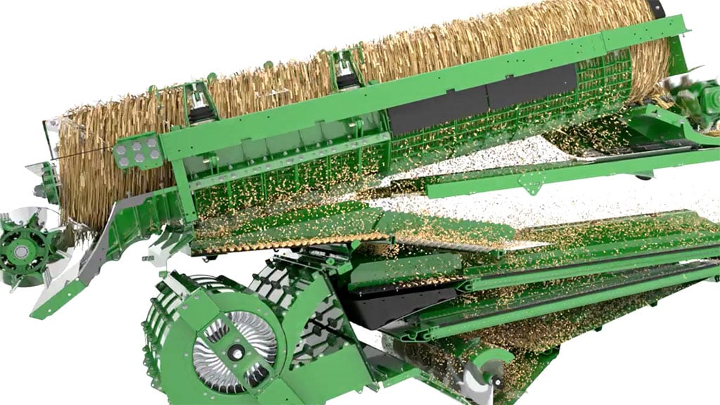 the bigger threshing area of the X9 Combine. Shown on a white background