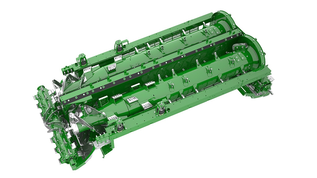 the Dual Separator that comes on a John Deere X9 Combine. Shown on a white background