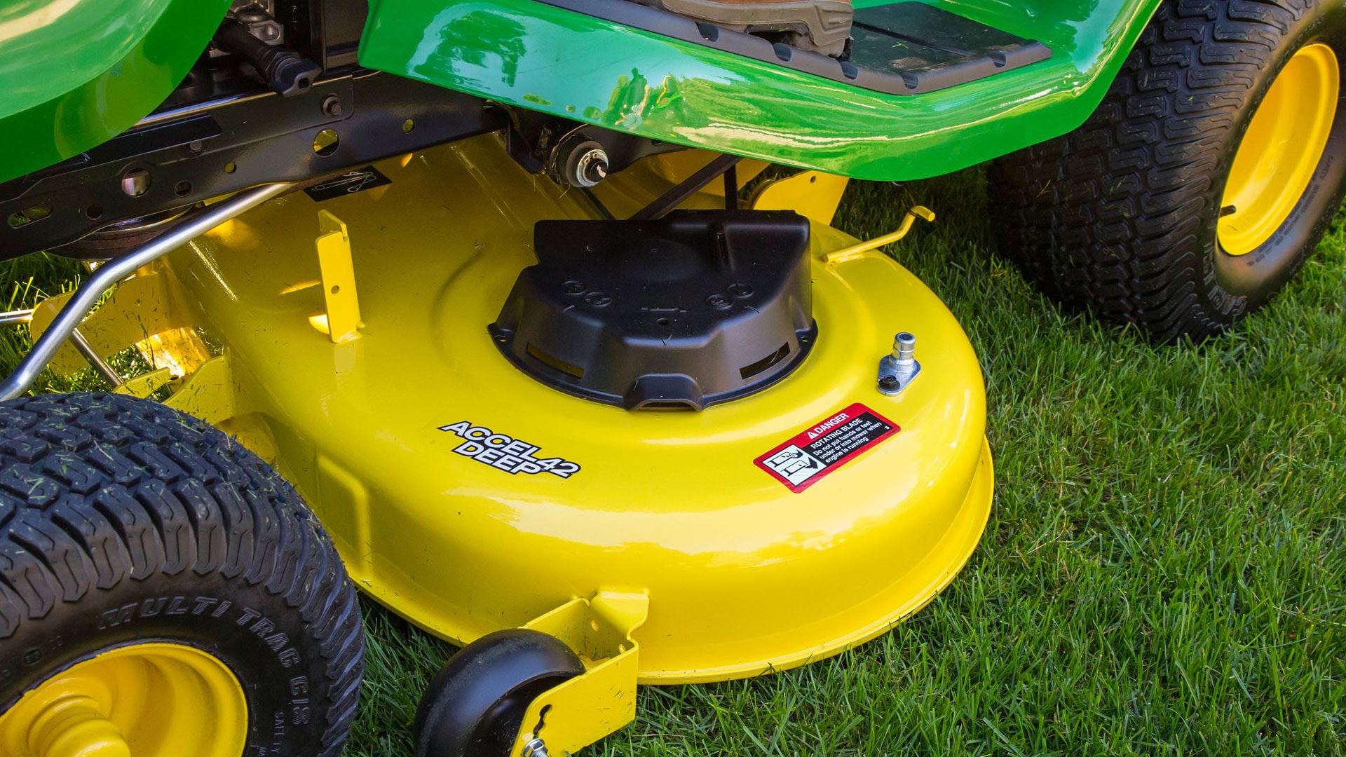 close up of a mower deck