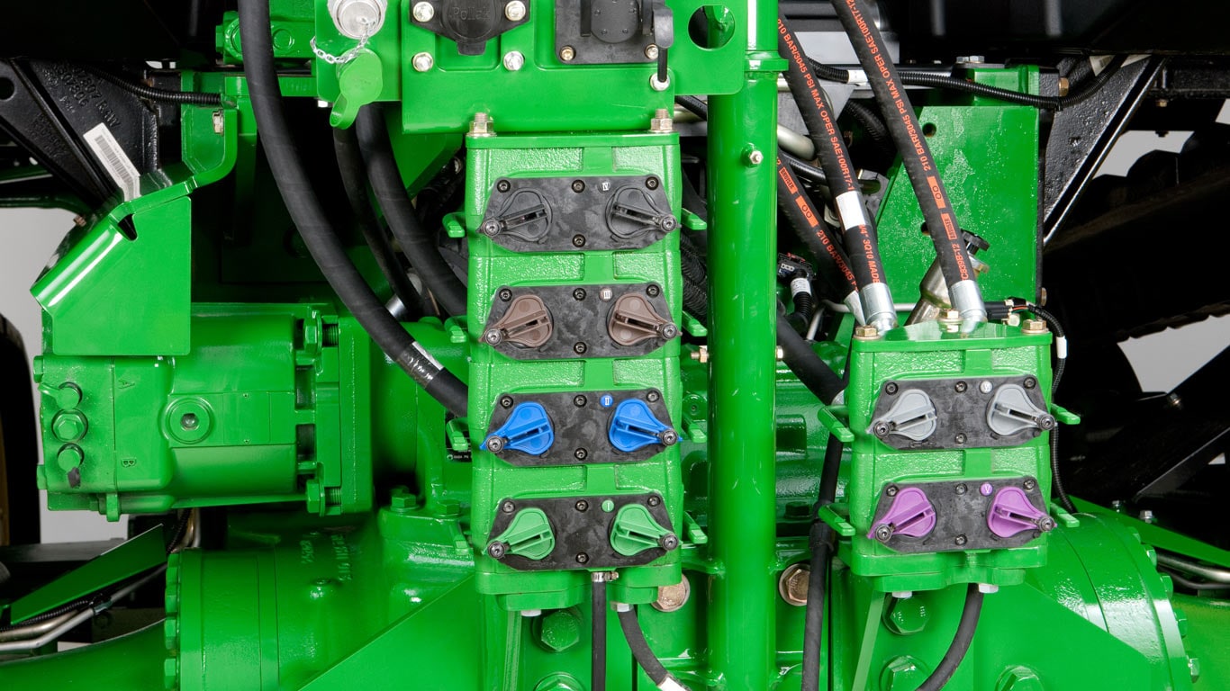 studio image close up of hydraulic system on tractor