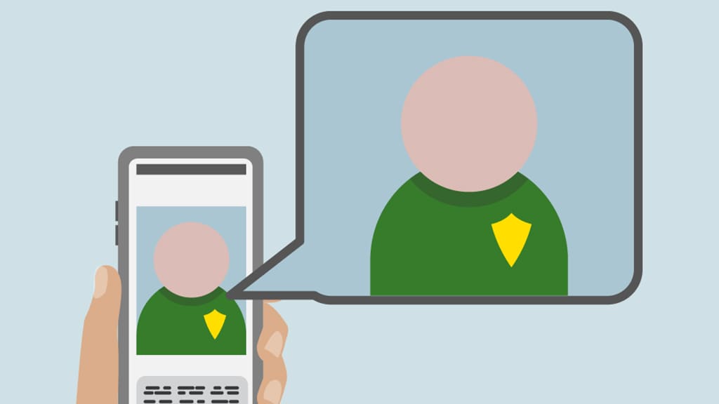 a cartoon of a person on a cell phone screen