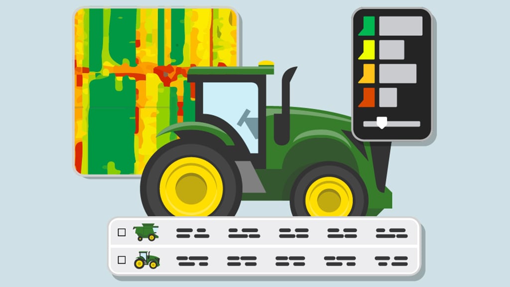 A green tractor with yellow wheels
