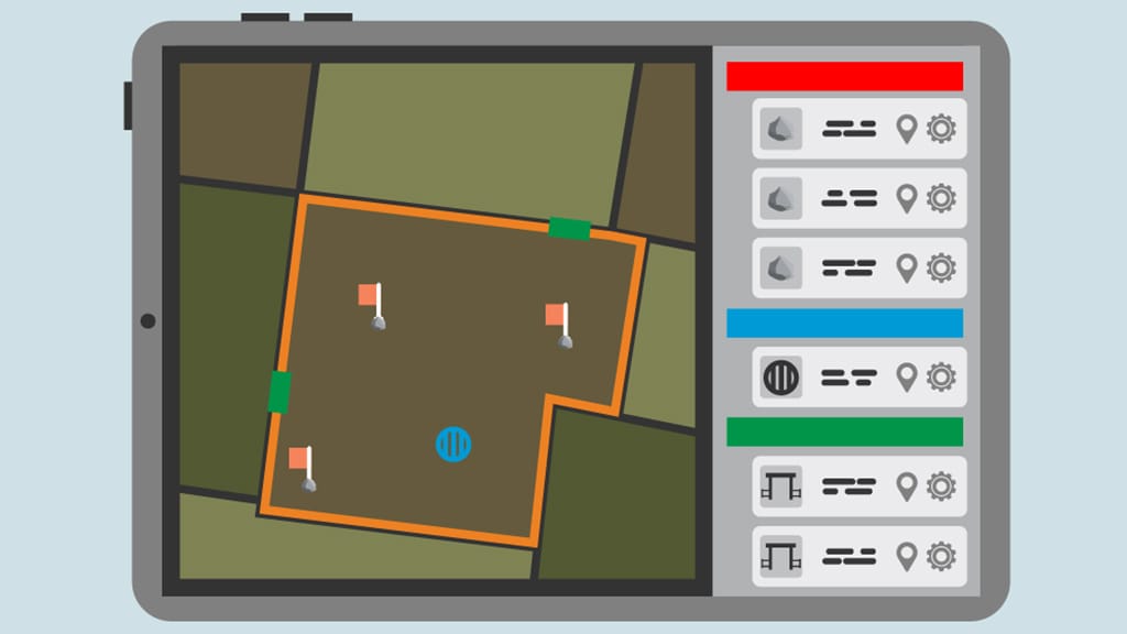 computer screen with flag markers on it