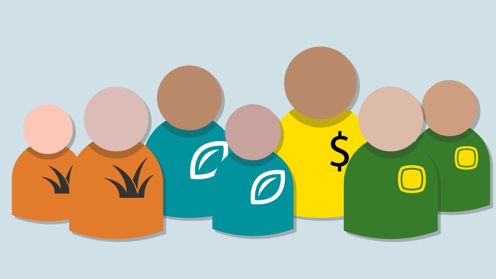 a cartoon of a group of people in different colors