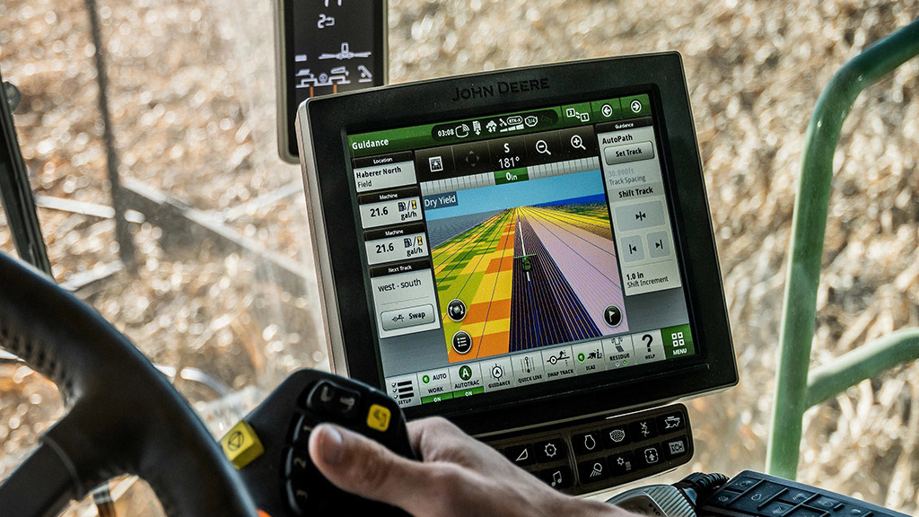 picture of Operations Center Automation in use in the cab of John Deere equipment