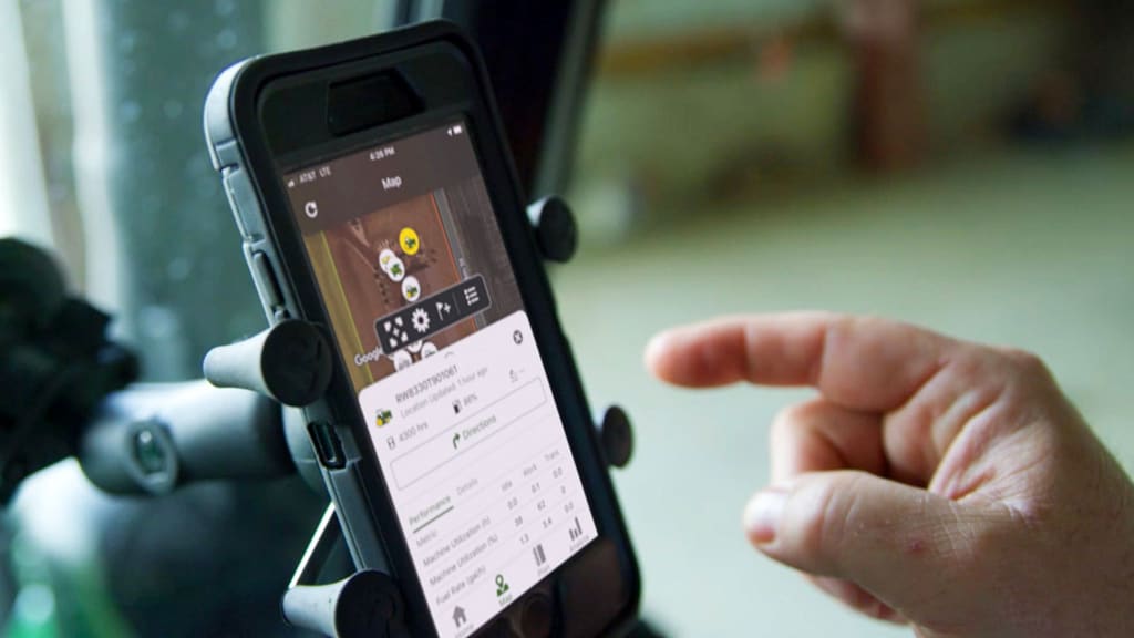 picture of Operations Center in use in the cab of John Deere equipment