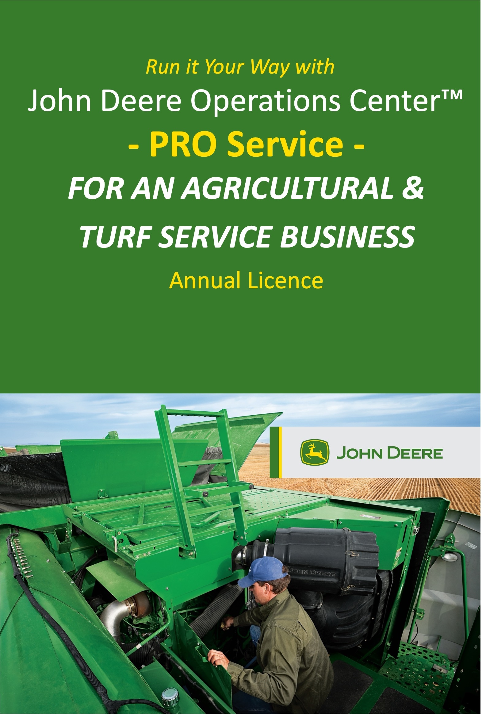 Run it Your Way with John Deere Operations Center Pro Service for an agricultural & turf service business annual license