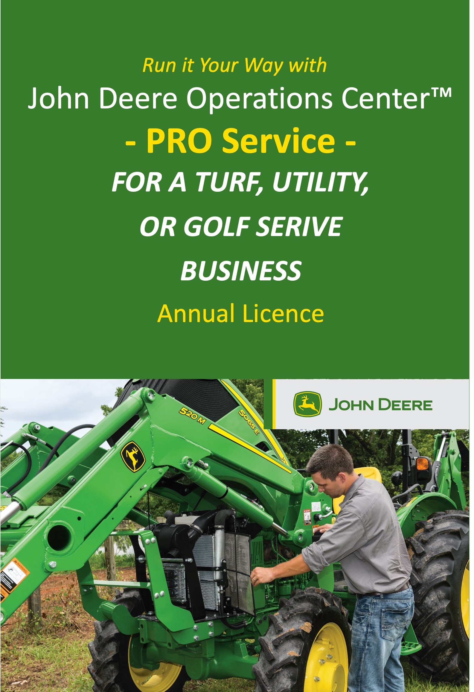 Run it Your Way with John Deere Operations Center Pro Service for a turf, utility, or golf service businesses annual license