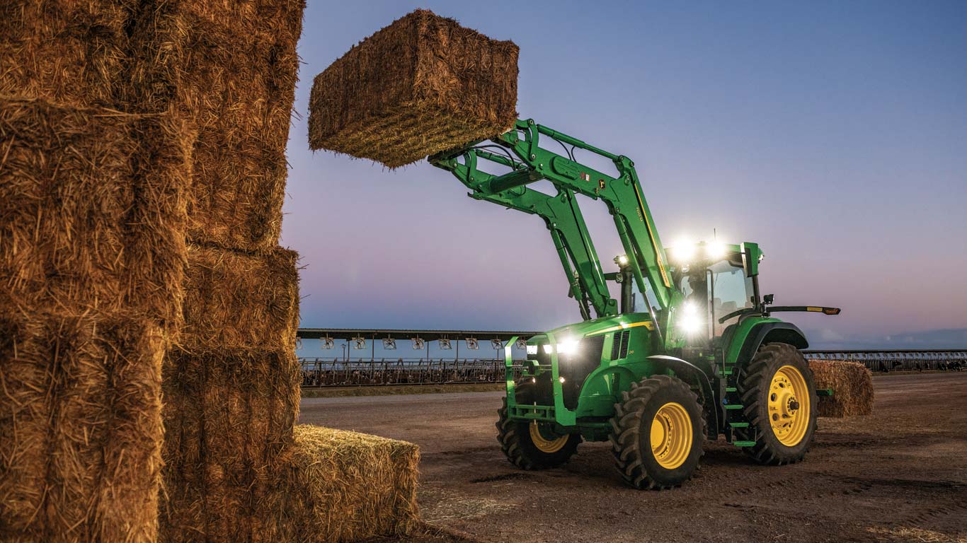 7r lifting bale of hay