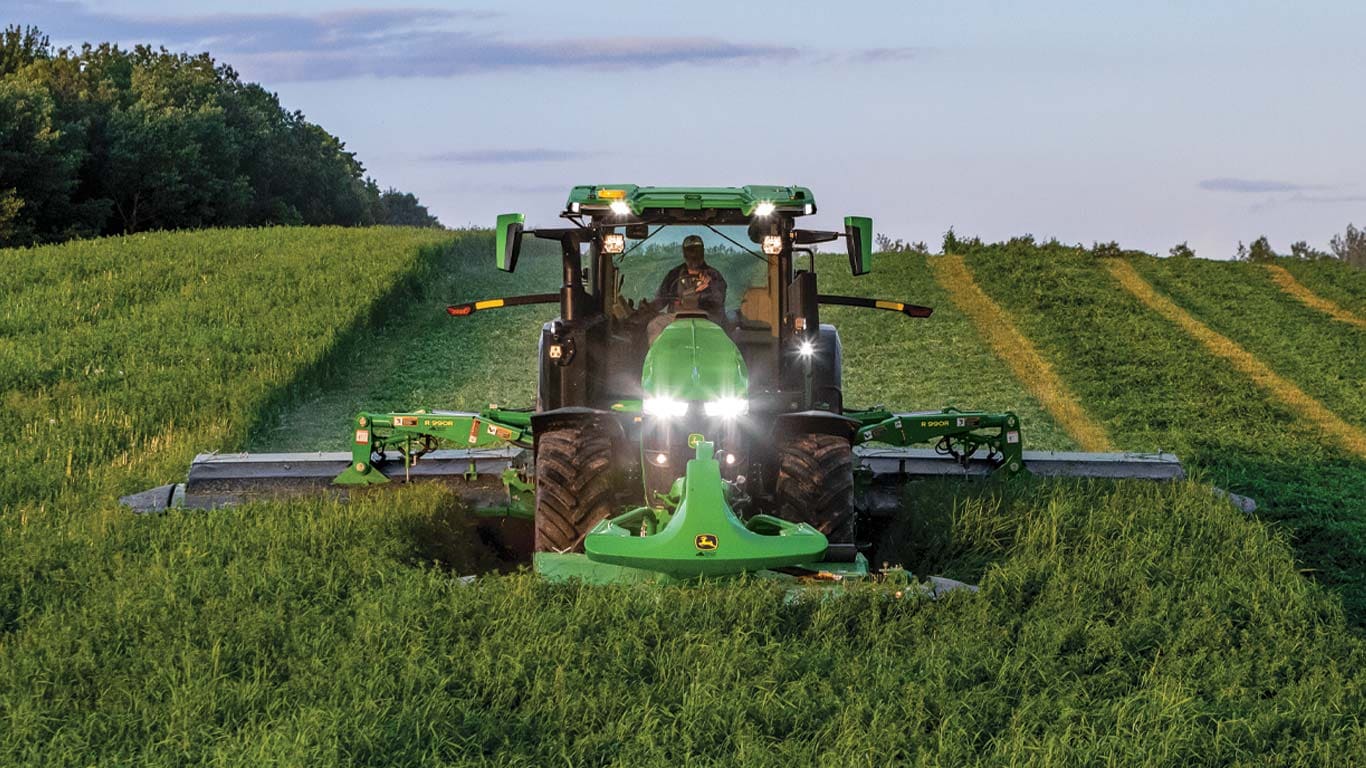 row crop tractor with mower conditioner