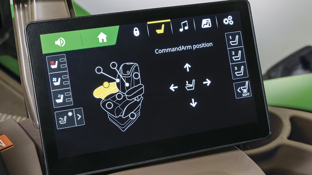 Close-up view of the Convenience Display, with the CommandARM settings on the screen.