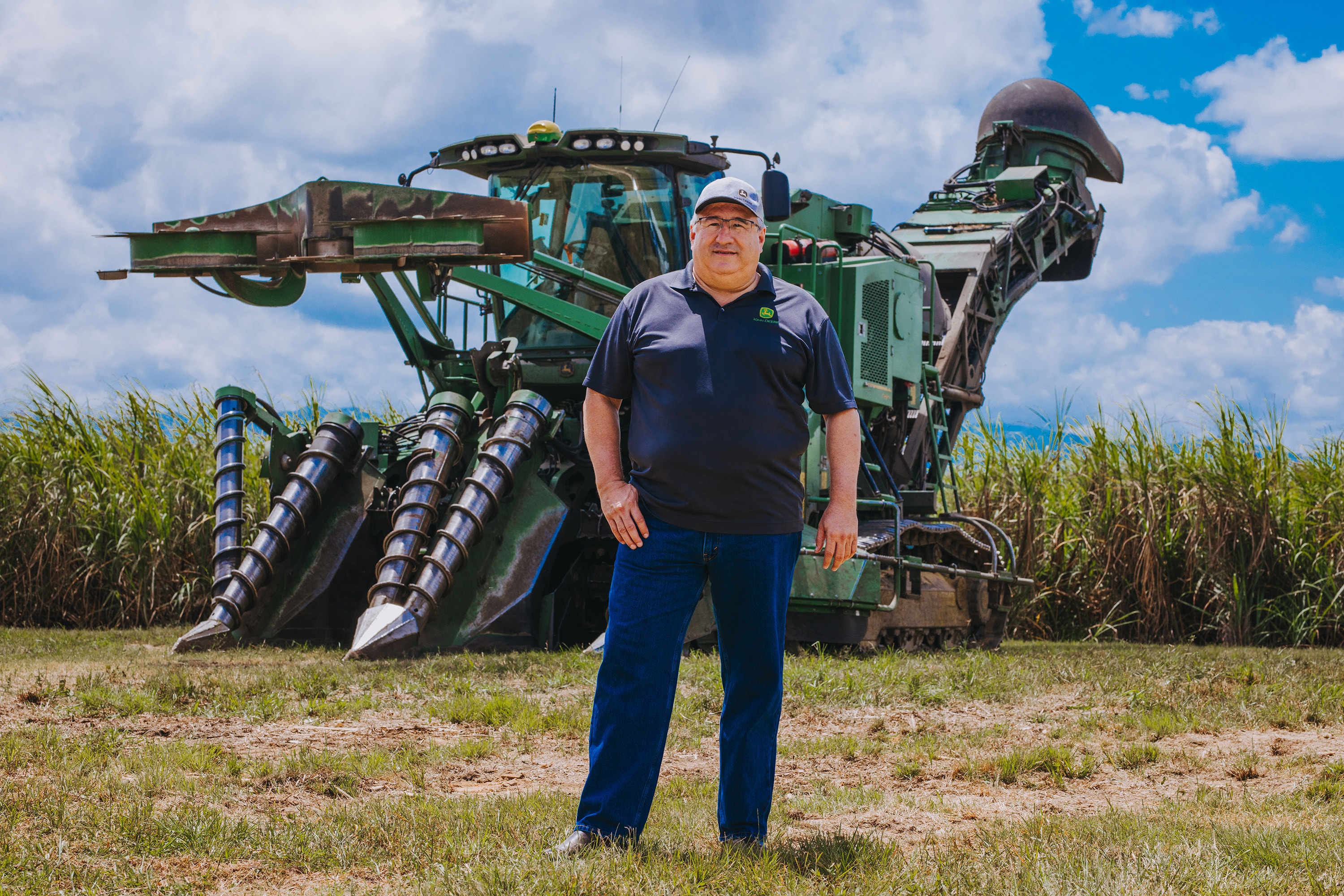 John&nbsp;Deere Global Cane Business Manager Jesse Lopez at a Tully farm where the new CH960 has been tested